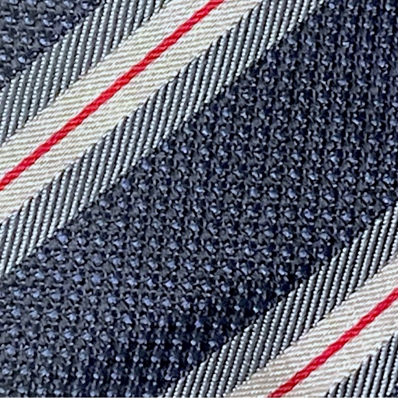 Daniel Cremieux Bow Tie Navy Blue with Silver and Red Diagonal Stripes - Picture 3 of 3